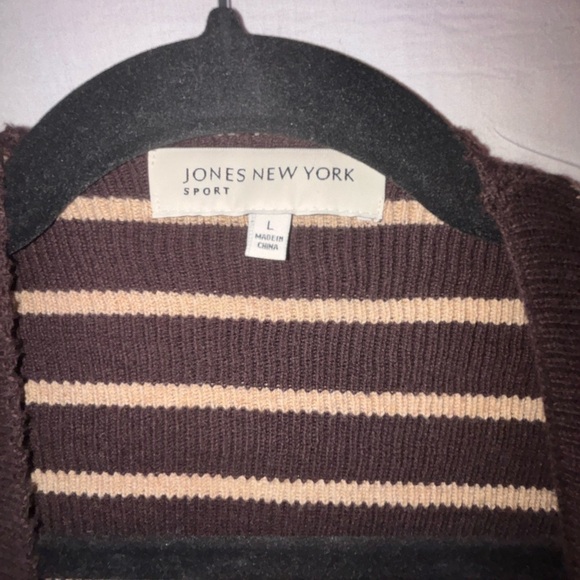 Jones New York Brown and Cream Striped Cardigan - Picture 4 of 9